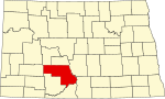 Map of North Dakota highlighting Morton County